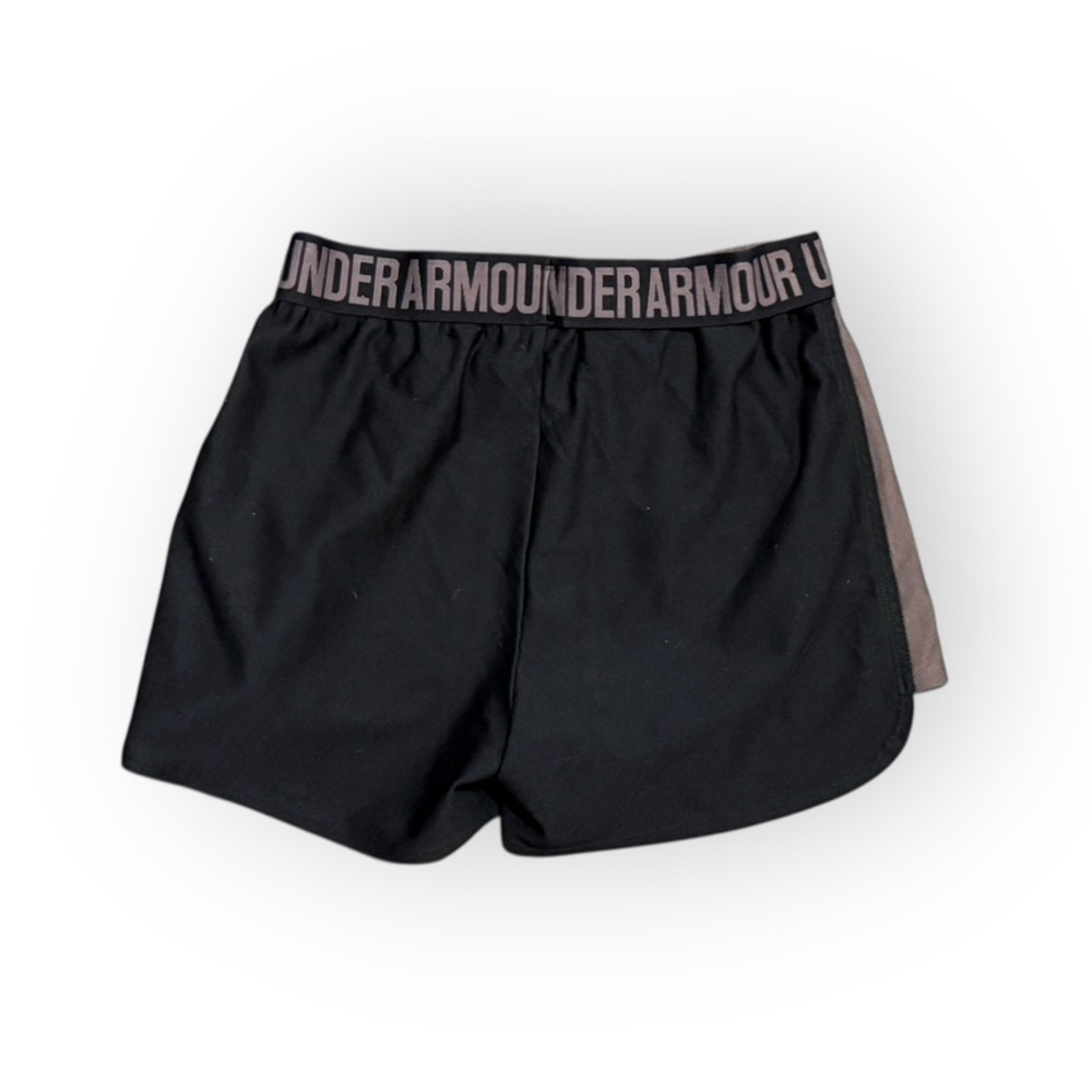 Under Armour Women’s Running Shorts Black/Gray/Purple Logo Sz S - Picture 6 of 6